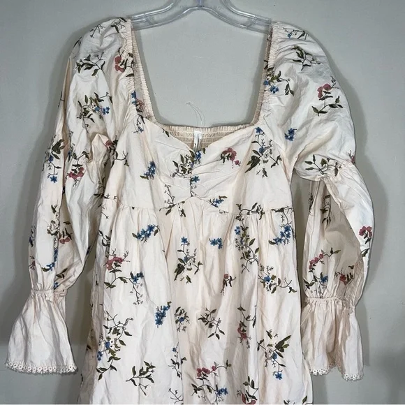 Anthropologie embroidered long sleeve mini floral peasant baby doll dress XS‎ - Picture 9 of 15